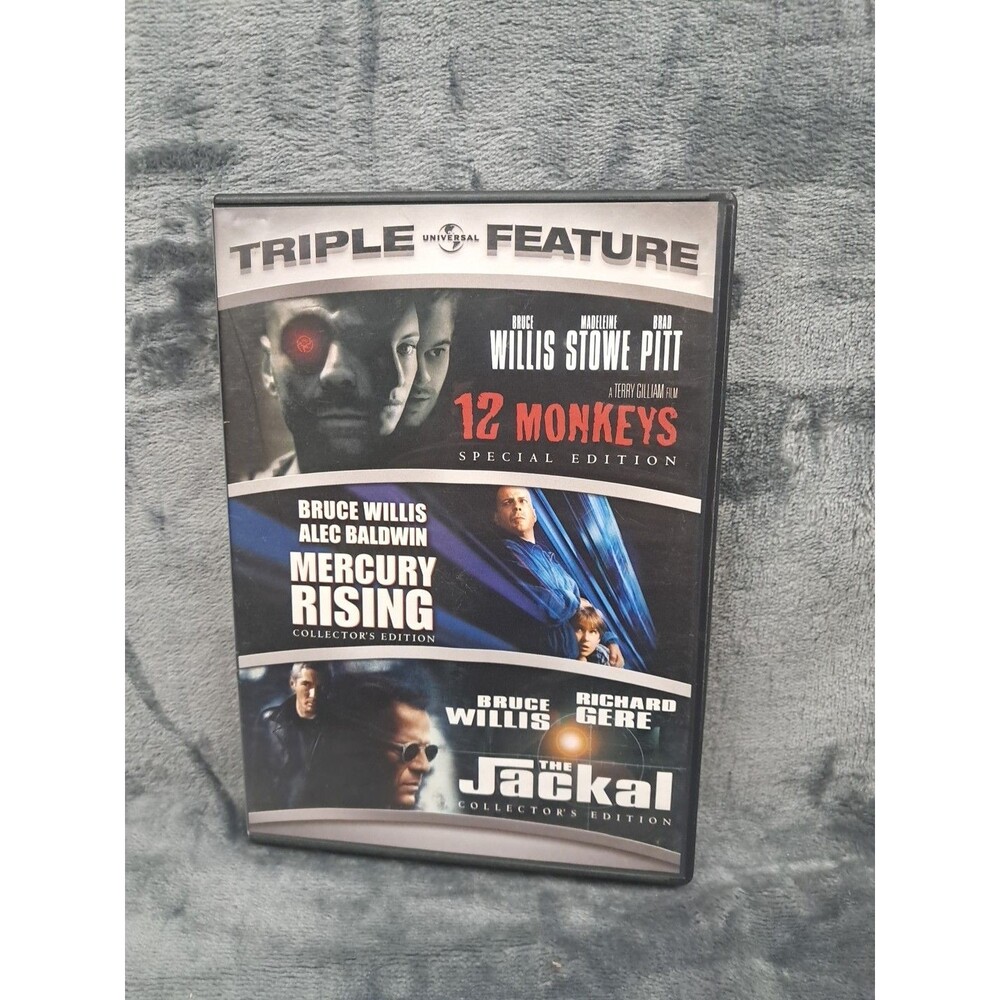 12 Monkeys/Mercury Rising/The Jackal (2008, 3-DVD Set) - Bruce Willis, Brad Pitt